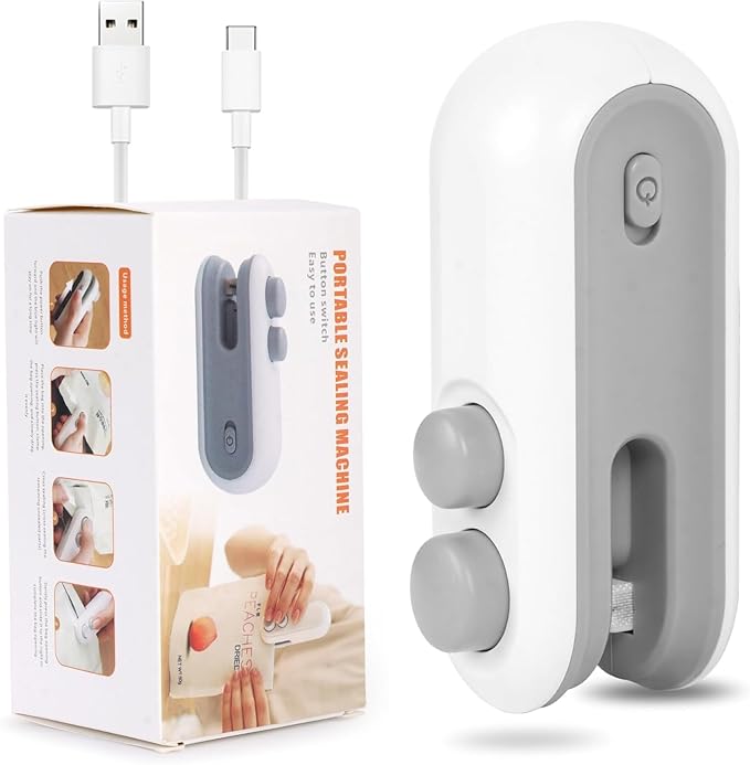 Portable Mini Sealing Machine 2-in-1 USB Rechargeable Magnetic Heat Sealing and Cutting Bag Seale